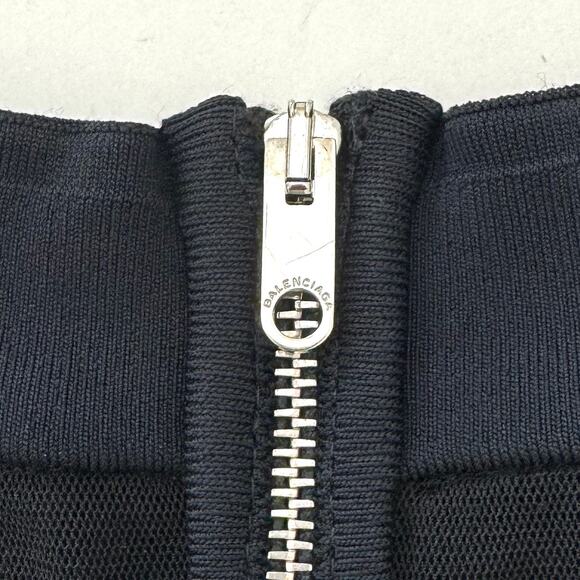 Balenciaga Mock Neck Mesh Cropped Top Long Ruched Sleeves Black 36 (US 4) - Picture 8 of 11